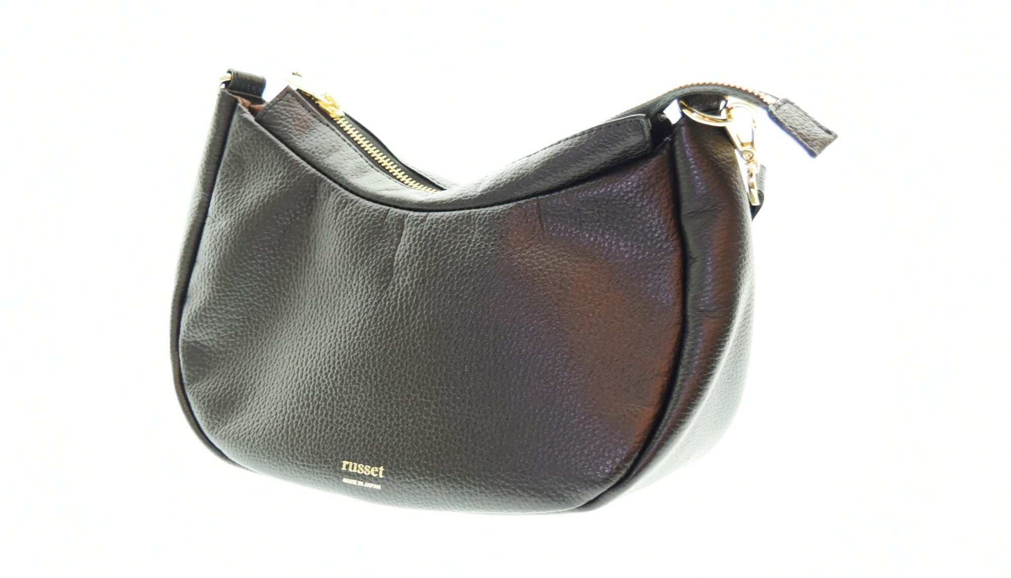 【中古】ラシット russet ロゴ ショルダーバッグ 黒 バッグ レディースバッグ ショルダーバッグ・メッ..