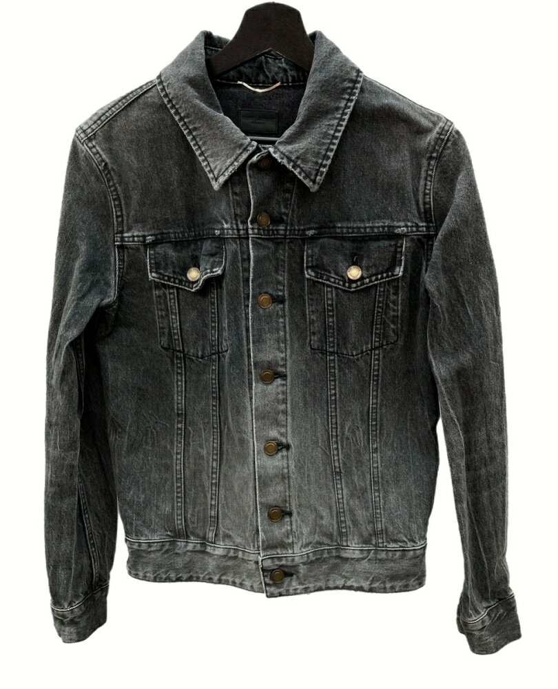 【中古】 サンローラン Saint Laurent 18ss DENIM JACKET デニム ジャケット waiting for sunset ワッペン Gジャン 黒 483065 Y805L ジャケット ハート ブラック XSサイズ 104MT-987