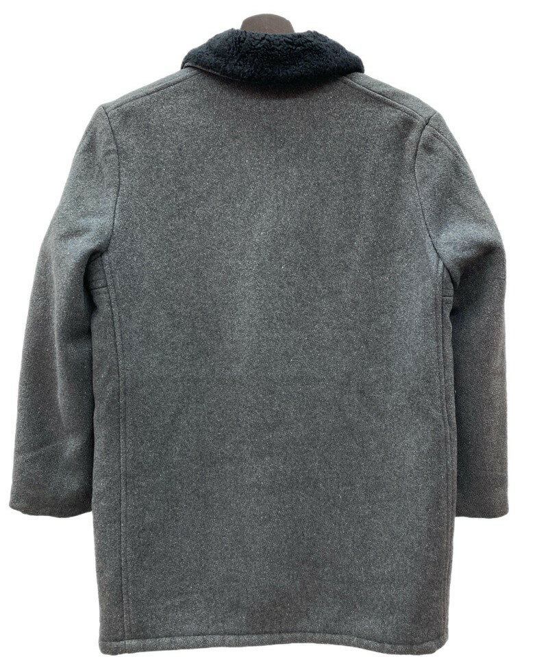 【中古】 ヴィンテージ vintage 60’s ～ Hall American ギャングコート くるみボタン ボア ショールカラー ヘチマ襟 灰色 黒 サイズ 14 ジャケット 無地 グレー 104MT-1020