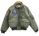 【中古】ヒューストン HOUSTON フライトジャケット ミリタリー MILITARY Blue Impulse CWU-45P ワッペン HST-J-83388D ジャケット カーキ Lサイズ 101MT-3749(4)