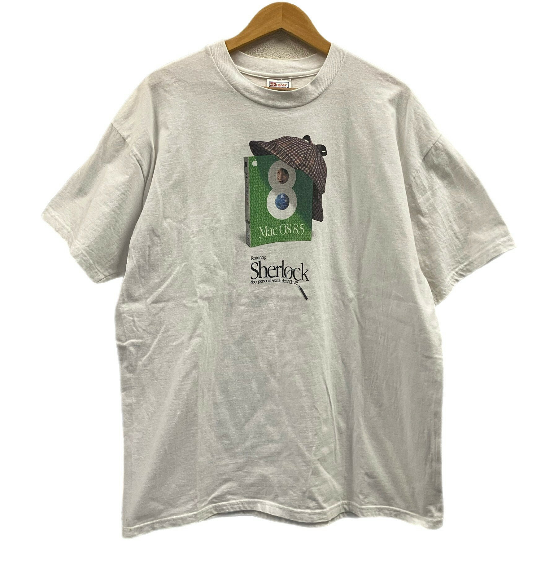 【中古】ヴィンテージ vintage 90年代 90's Hanes Apple "Mac OS8.5" Sherlock アップル マック シャーロック プリント XL Tシャツ ホワイト LLサイズ 101MT-3829