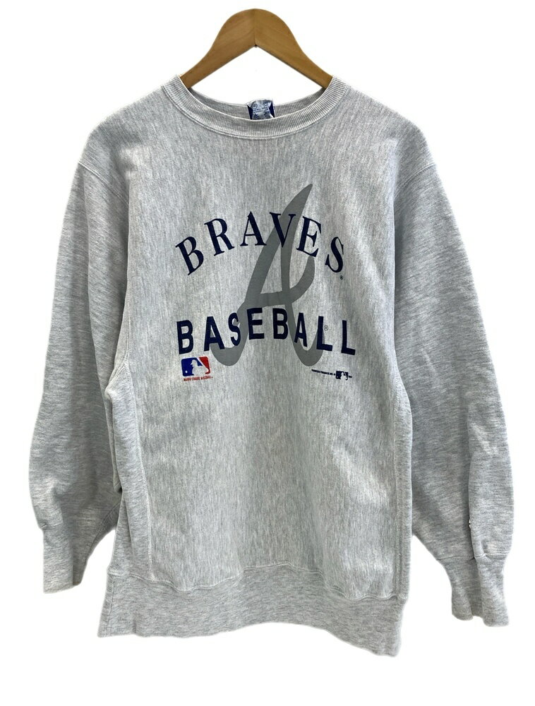 【中古】チャンピオン Champion 90s~ ヴィンテージ vintage 刺繍タグ リバースウィーブ REVERSE WEAVE アトランタブレーブス メジャーリーグ XL スウェット グレー LLサイズ 101MT-3886