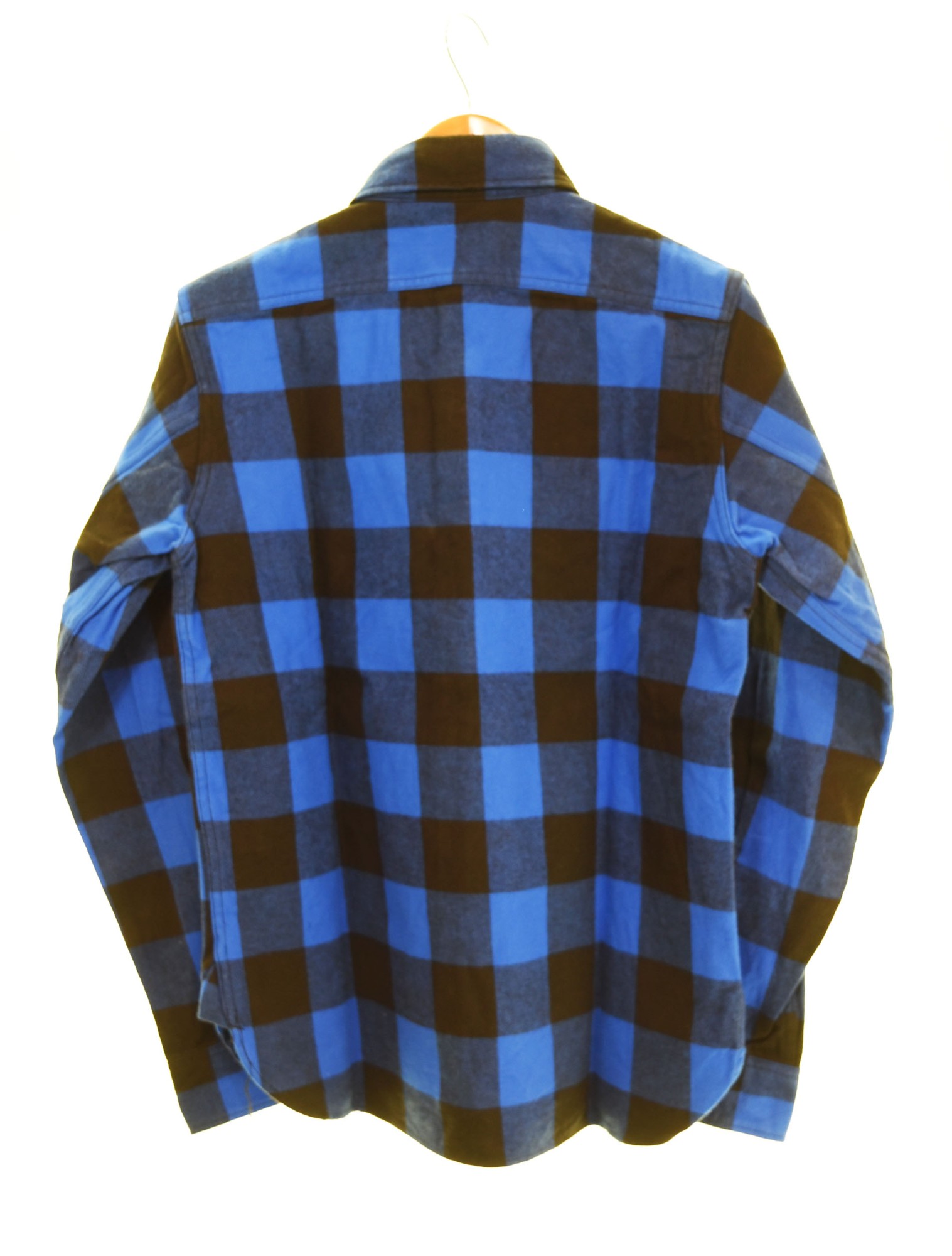 【中古】アベイシングエイプ A BATHING APE ブロック チェック シャツ 青 長袖シャツ ブルー Sサイズ 103MT-2202