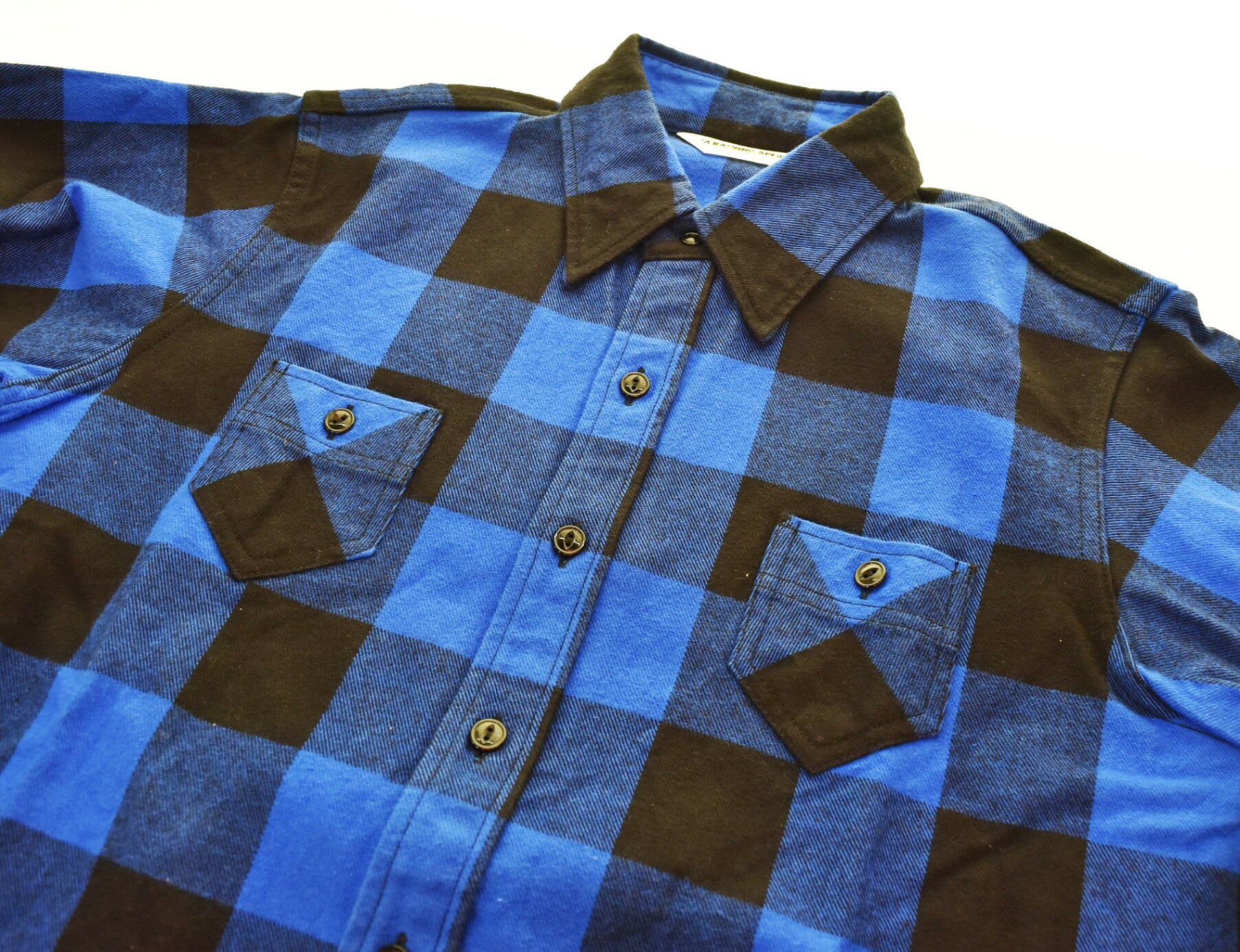 【中古】アベイシングエイプ A BATHING APE ブロック チェック シャツ 青 長袖シャツ ブルー Sサイズ 103MT-2202