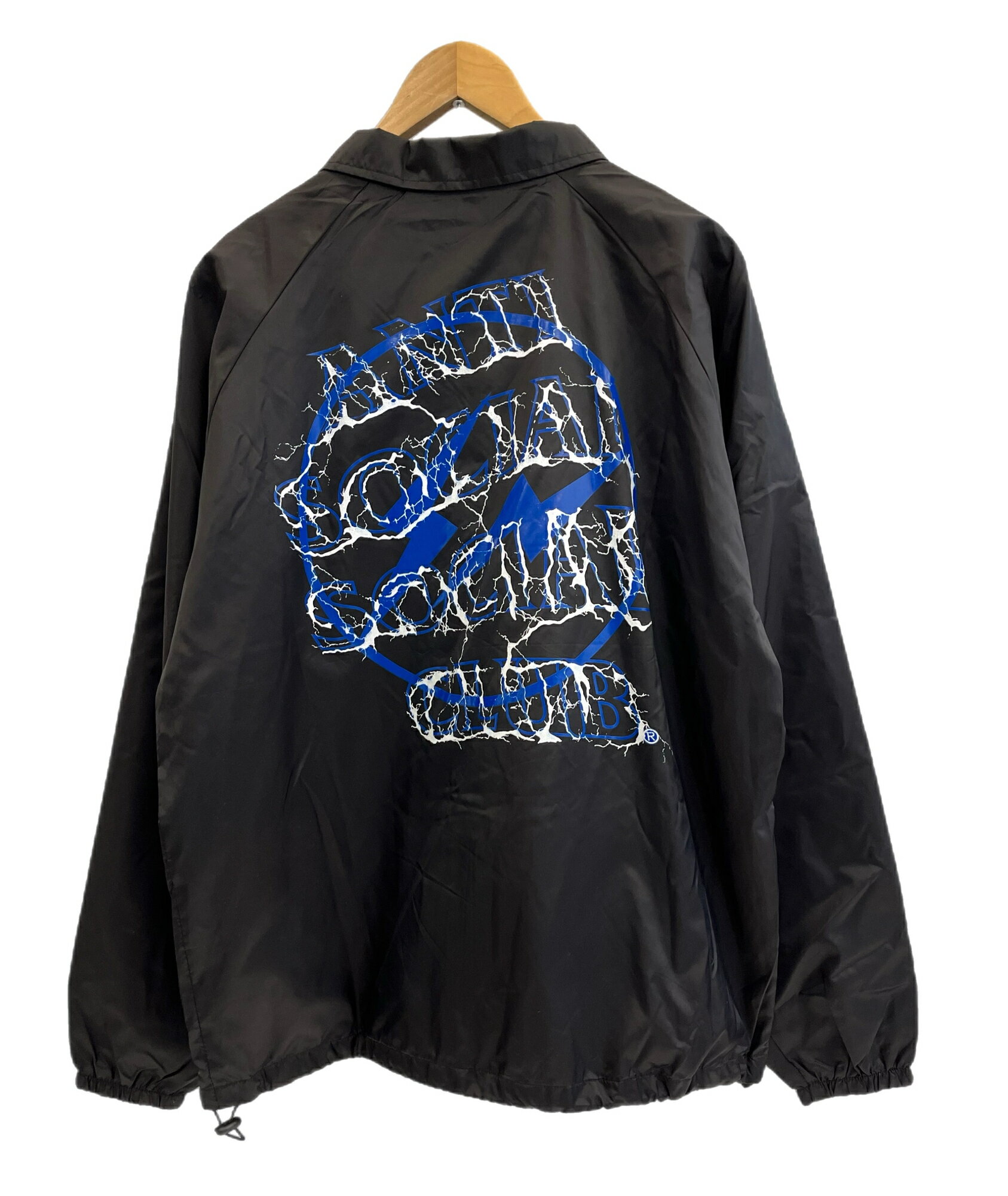 【中古】アンチソーシャルソーシャルクラブ ANTI SOCIAL SOCIAL CLUB ロゴプリント コーチジャケット ナイロンジャケット 黒 ジャケット ブラック Lサイズ 101MT-4211
