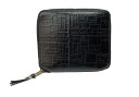 【中古】 コムデギャルソン COMME des GARCONS Embossed Logo Zip Wallet エンボス ロゴ ジップ ウォレット 二つ折り カード コイン ケース 財布 黒 財布・ケース メンズ財布 ロゴ ブラック 104W-19(4)