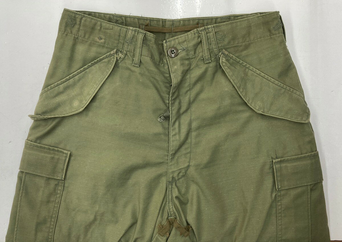【中古】 ミリタリー Military 70s 70年代 U.S.ARMY M-65 フィールドパンツ SERVAL ZIPPER アメリカ軍 Vintage ヴィンテージ 緑 無地 カーゴパンツ カーキ SMALL-REGULAR 104MB-206