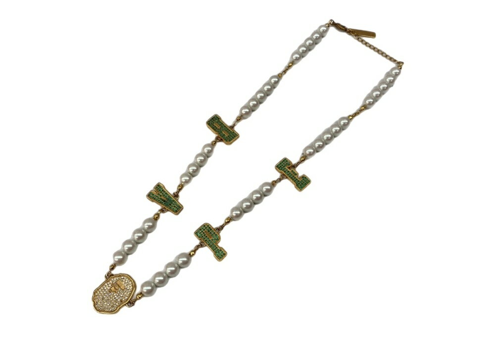 【中古】 アベイシングエイプ A BATHING APE BAPE PEARL NECKLACE ベイプ パール ネックレス 真鍮 チャーム 白 金 メンズジュ...