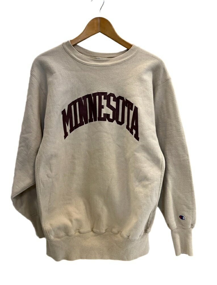 【中古】チャンピオン Champion 90s～ ヴィンテージ vintage 刺繍タグ リバースウィーブ REVERSE WEAVE MINESOTA USA製 アメリカ製 XL スウェット ベージュ LLサイズ 101MT-4476