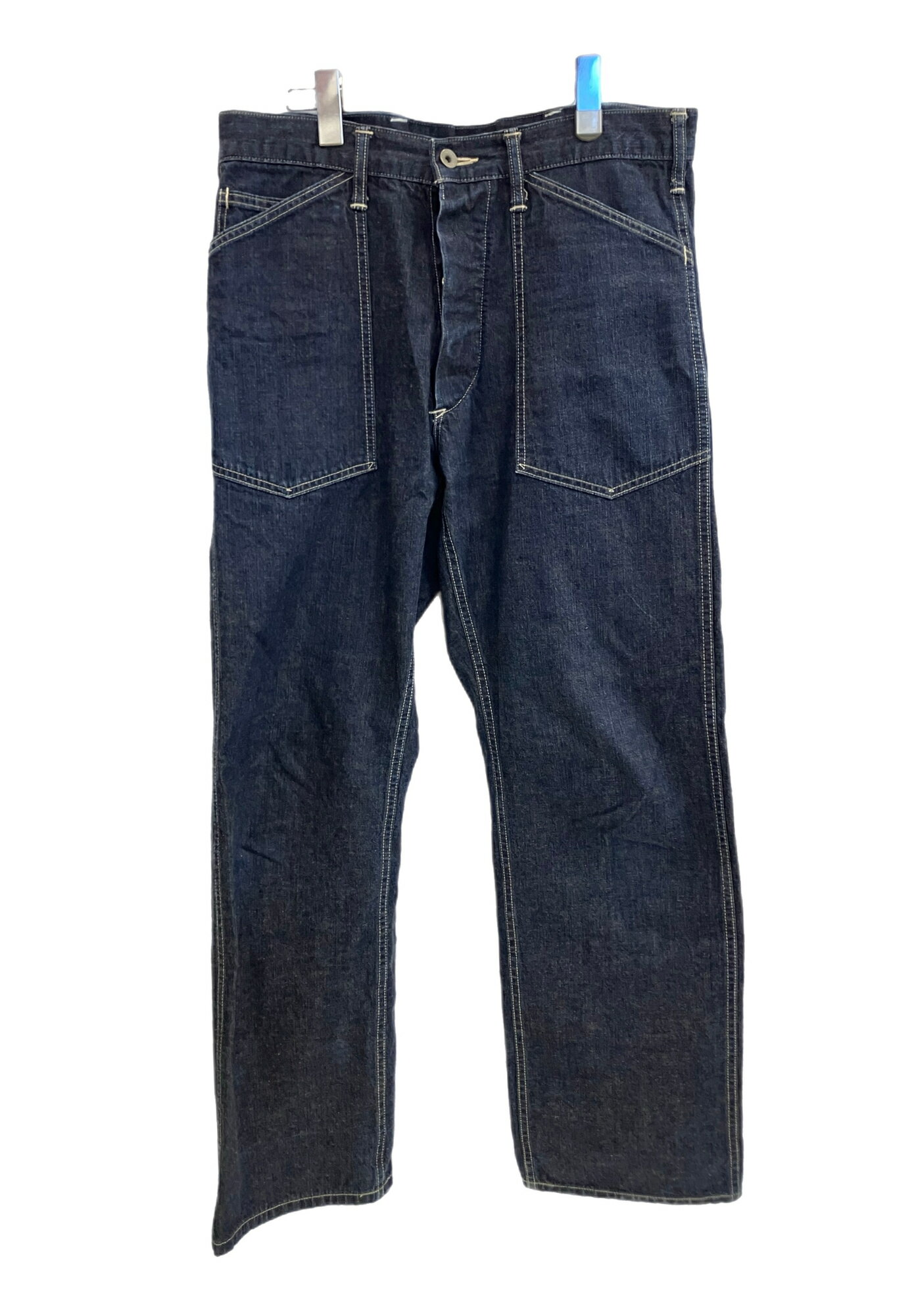 【中古】クーティー COOTIE PRODUCTIONS シンチバック デニム ワークパンツ ペインターパンツ ベイカーパンツ マリンパンツ ボタンフライ パッチポケット デニム ブルー Mサイズ 101MB-626