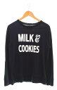 【中古】ナンバーナイン NUMBER (N)INE エルボーパッチ ニット MILK&COOKIES ロゴプリント 3 セーター ネイビー 103MT-2708
