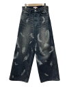 【中古】 エムエーエスユー MASU BOYS FEATHER BAGGY JEANS フェザー バギー ジーンズ エンジェル 羽 ジップフライ デニム 黒 総柄 MBFW-PTB224L デニム ブラック サイズ 44 104MB-276