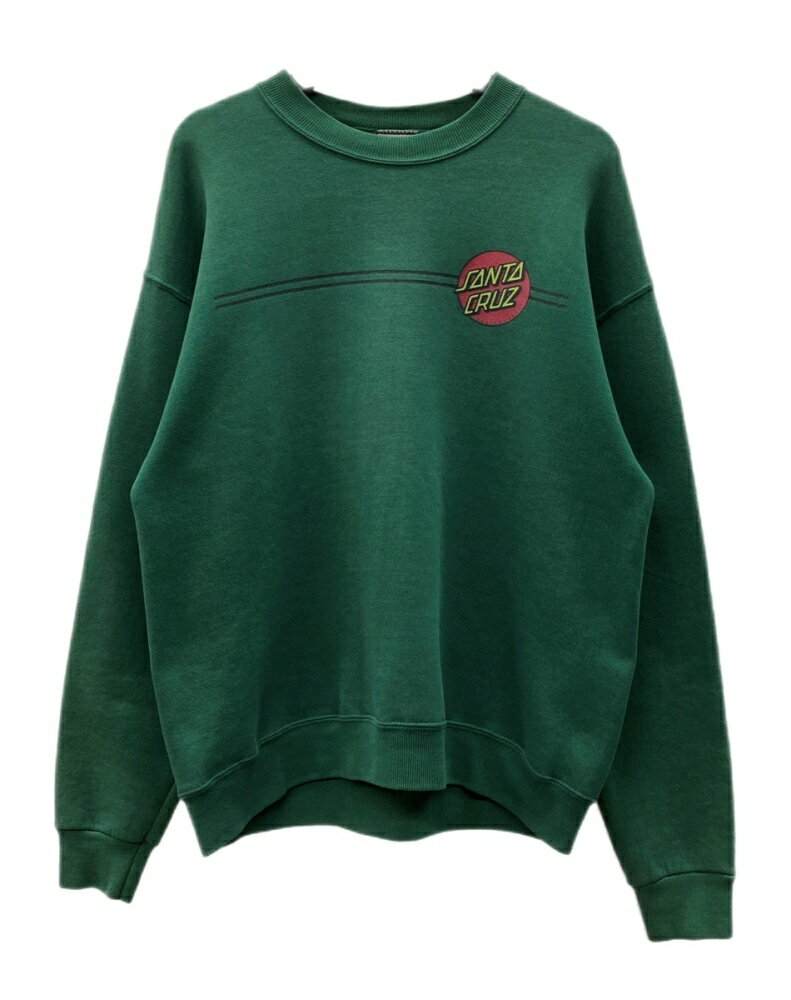 【中古】 サンタクルーズ SANTA CRUZ 90s CREWNECK SWEATSHIRT クルーネック スウェット NHSタグ USA製 トレーナー プリント 緑 スウェット ロゴ グリーン Lサイズ 104MT-1701のサムネイル