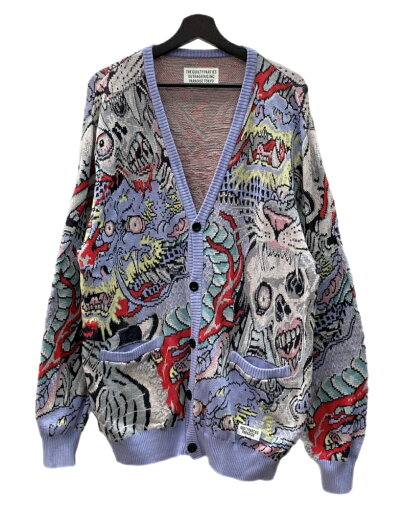 【中古】 ワコマリア WACKO MARIA × TIM LEHI ティム リーハイ JACQUARD CARDIGAN ジャガード カーディガン スカル 髑髏 虎柄 龍柄 ニット カーディガン 総柄 マルチカラー Mサイズ 104MT-1749 【中古】 ワコマリア WACKO MARIA × TIM LEHI ティム リーハイ JACQUARD CARDIGAN ジャガード カーディガン スカル 髑髏 虎柄 龍柄 ニット カーディガン 総柄 マルチカラー Mサイズ 104MT-1749