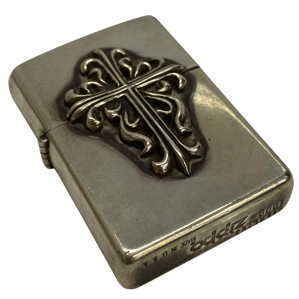 【中古】ジッポー ZIPPO STERLING 1999年製 USA製 オイルライター クロス メンズジュエリー・アクセサ..