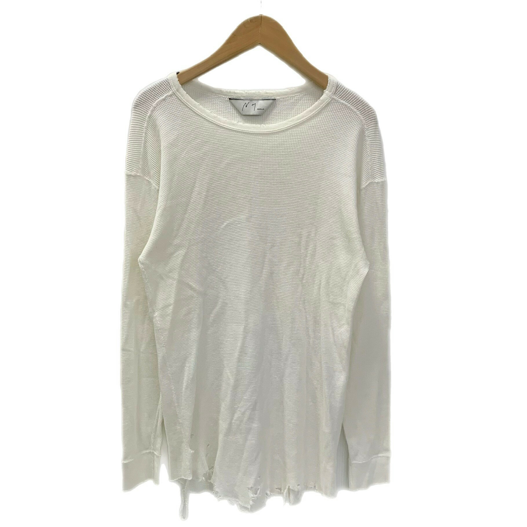 【中古】アンセルム ANCELLM DAMAGE WAFFLE CREW LS T-SHIRT ANC-CT37 長袖カットソー ホワイト 1サイズ 201MT-4390
