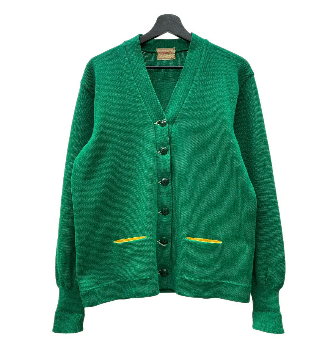 【中古】 ヴィンテージ vintage 50s 50年代 Dehen レタードカーディガン ニット 緑 カーディガン 無地 ..