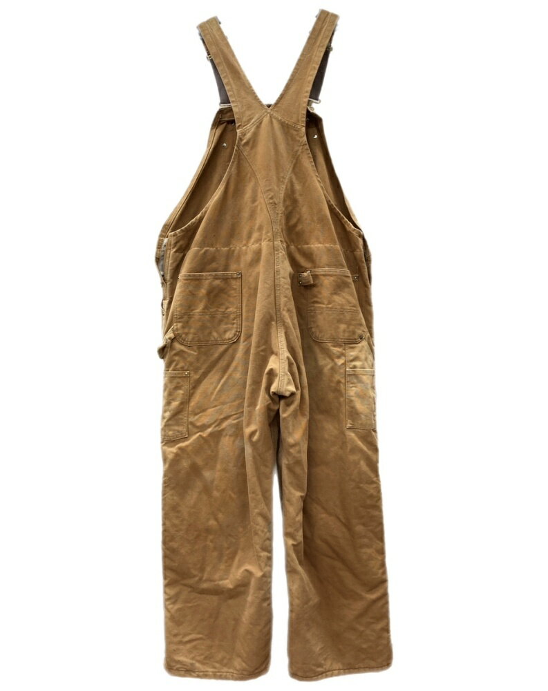 【中古】 カーハート Carhartt DUCK OVERALL ダック オーバーオール ボタンフライ 裏キルティング 厚手 つなぎ オールインワン 茶 ロゴ つなぎ・オーバーオール ブラウン 104MB-313