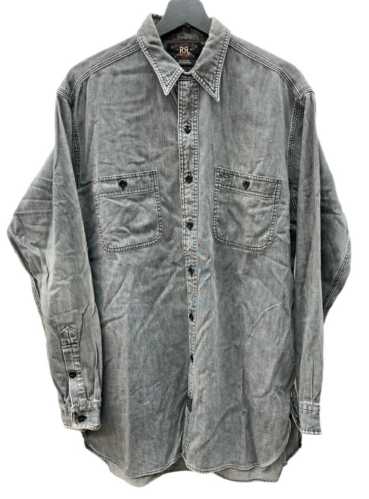 【中古】 ダブルアールエル RRL 90s 三ツ星タグ ブラックデニム SHIRT シャンブレー ステンカラー フロ..