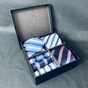 【中古】 ネクタイとチーフ (ブルー系ストライプ) (AR11)(4)