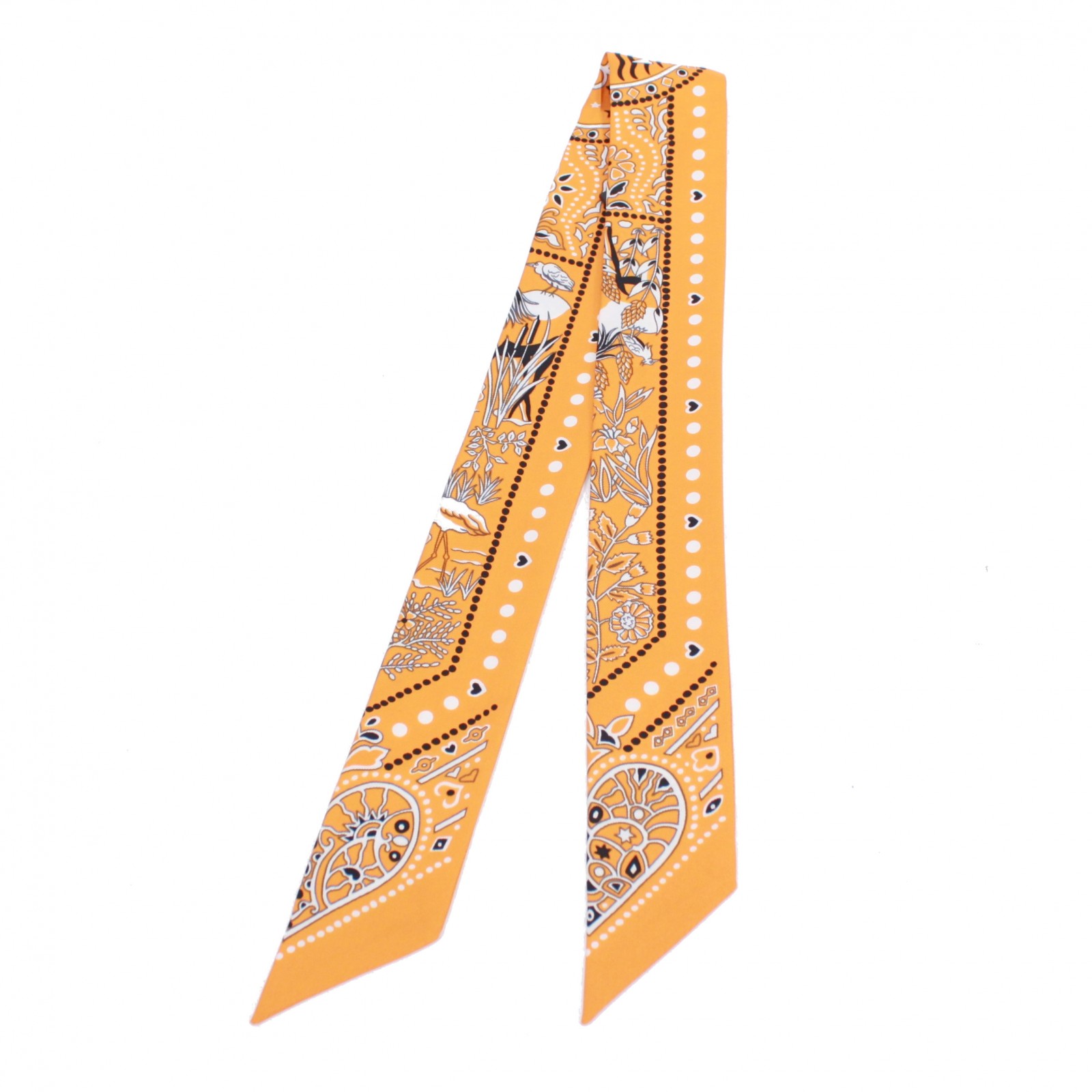 HERMES エルメス ツイリー スカーフ シルク オレンジ レディース
