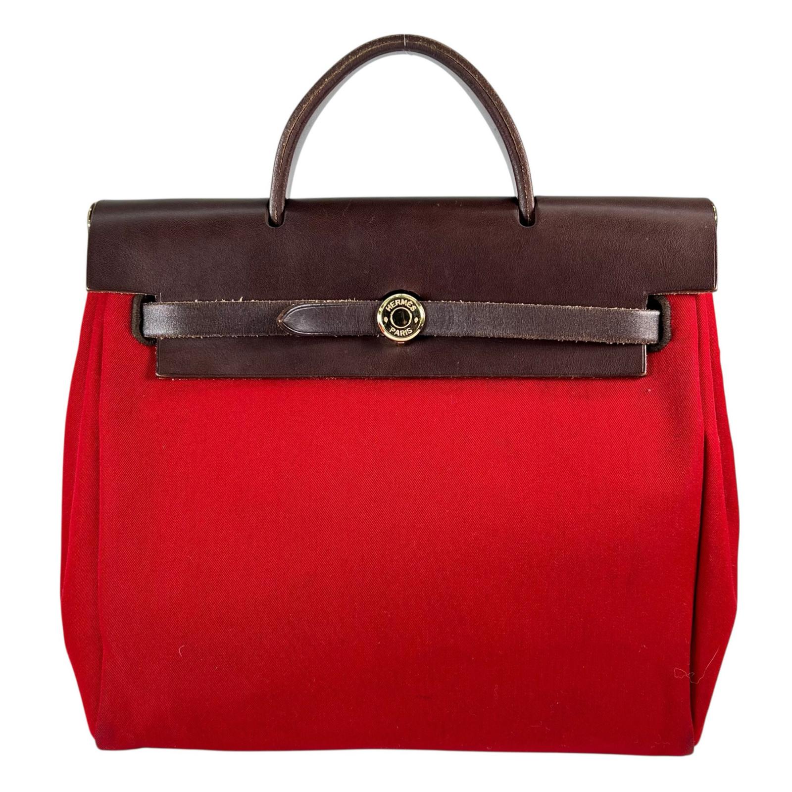 HERMES エルメス エールバッグ アドPM リュック・デイパック レザー/トワルミロード レッド/ブラウン レディース