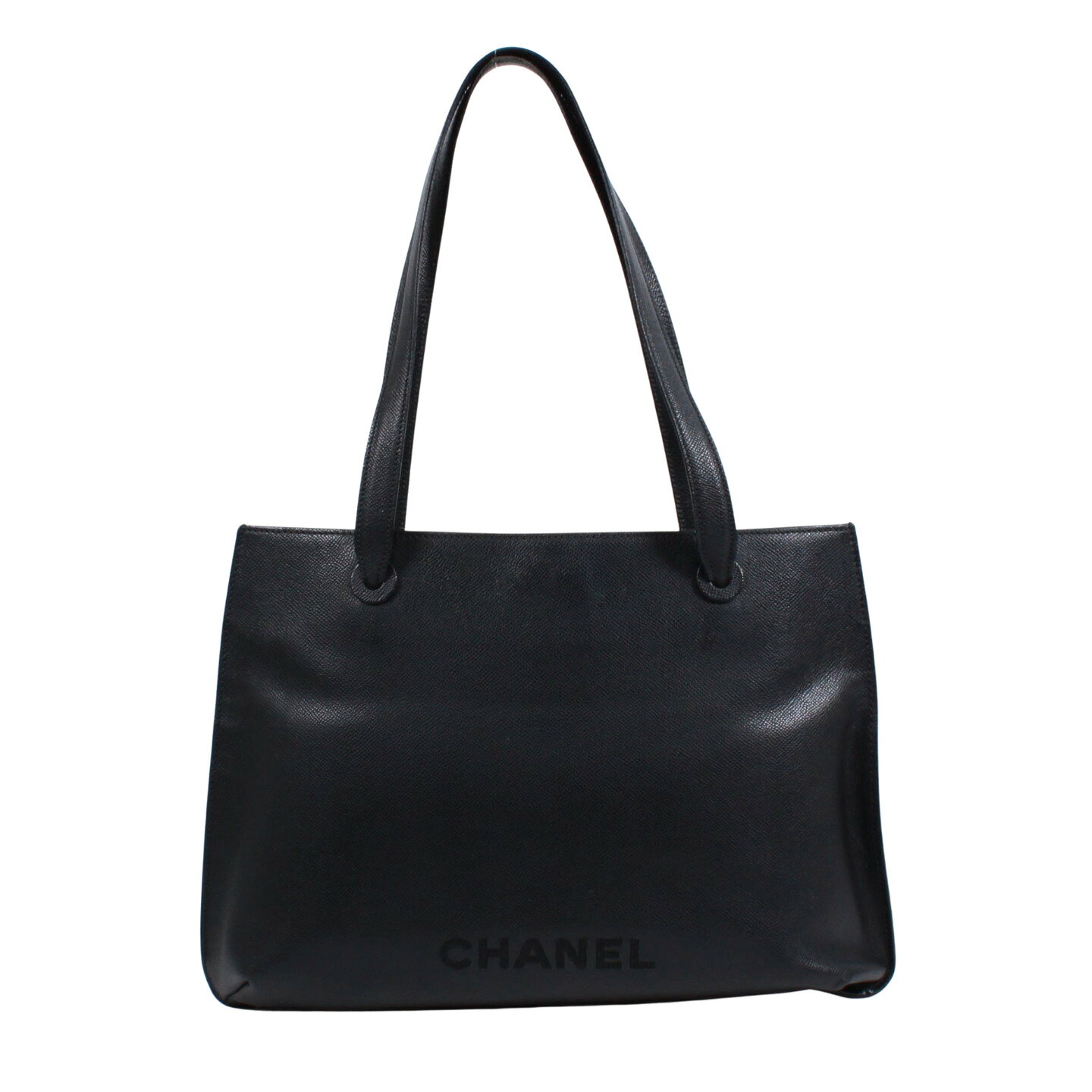 CHANEL シャネル 刺ロゴ LOGO トートバッグ ハンドバッグ TOTE HAND BAG レザー LEATEHR ブラック BLACK レディース 送料無料