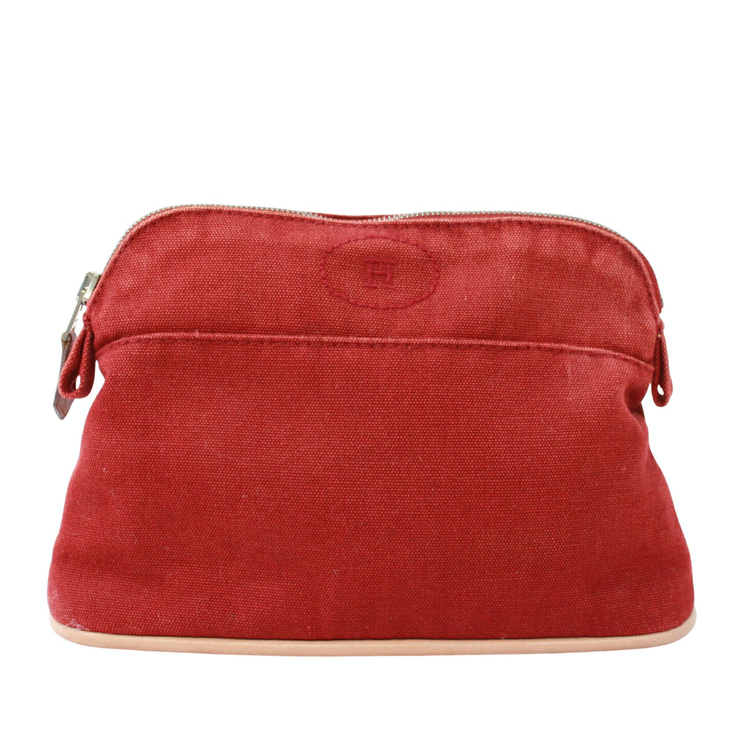HERMES エルメス ボリードポーチ ミニ ポーチ キャンバス/レザー レッド レディース