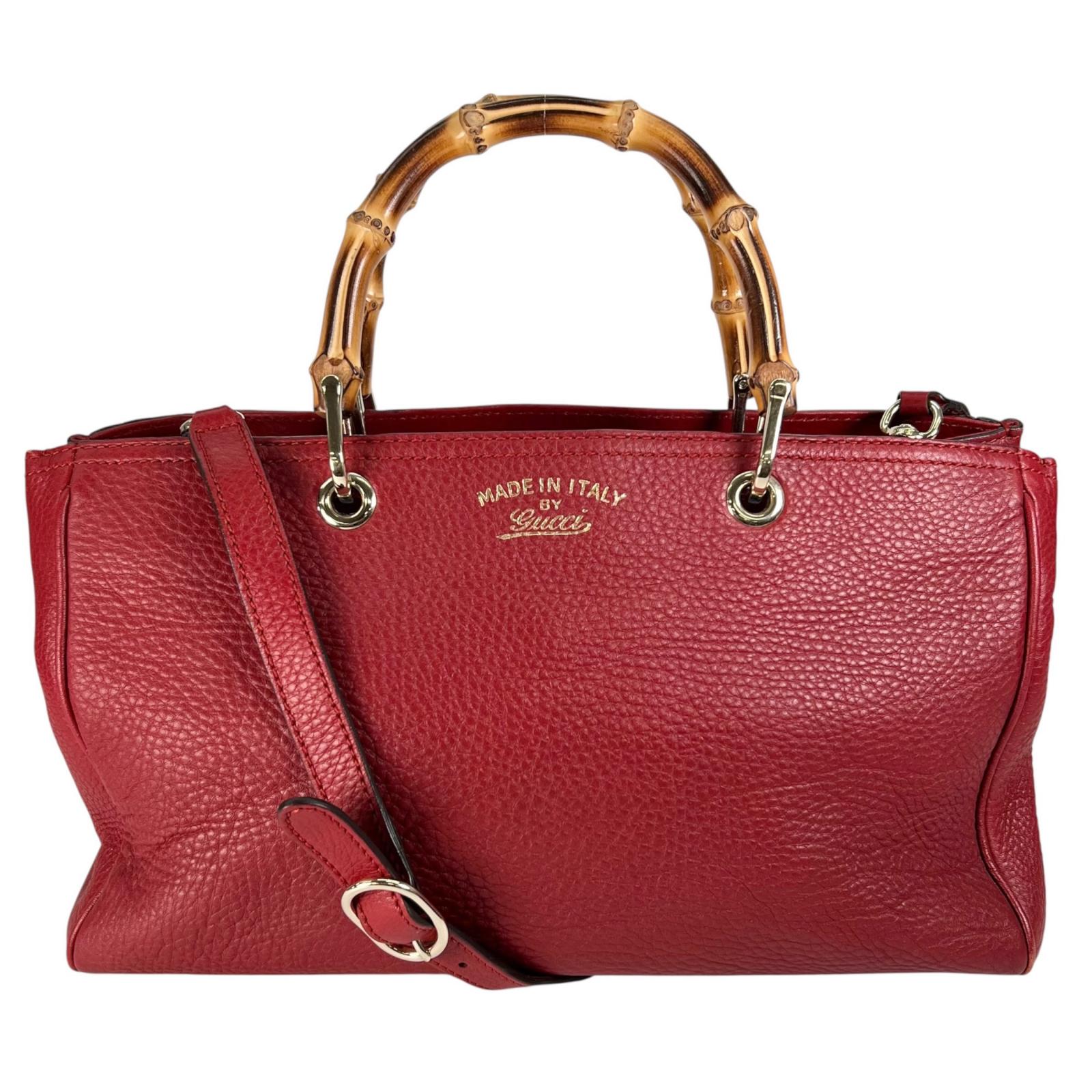 GUCCI グッチ バンブーショッパー 323660 ハンドバッグ レザー/ウッド レッド レディース