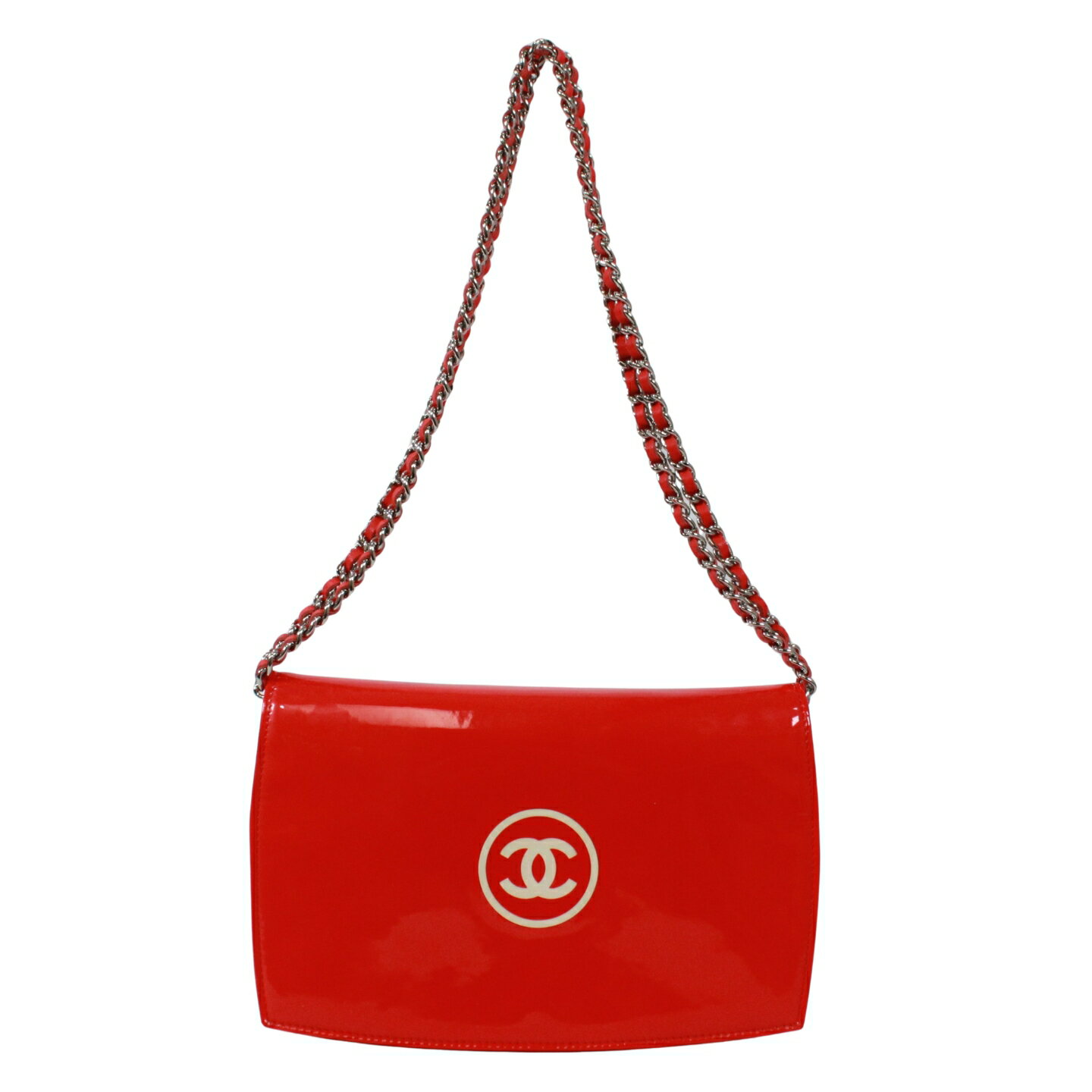 CHANEL シャネル チェーンショルダー ココマーク ショルダーバッグ パテントレザー レッド レディース