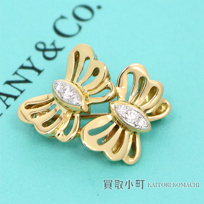 【楽天市場】【美品】ティファニー 【TIFFANY & Co.】 バタフライモチーフ ダイヤモンド ブローチ 18Kイエローゴールド×プラチナ