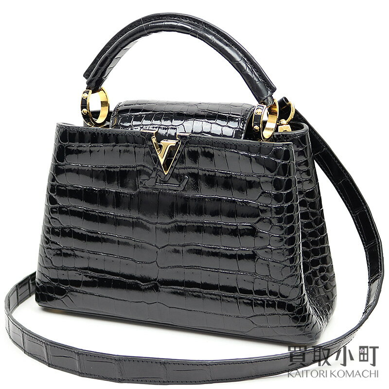 【美品】ルイヴィトン 【LOUIS VUITTON】N92232 カプシーヌBB クロコダイル シャイニー アリゲーター ノワール LVシグネチャー 2WAYショルダー ミニバッグ エキゾチックレザー アイコン 斜め掛け LV CAPUCINES BB NOIR CROCODILE 【Aランク】【中古】のサムネイル