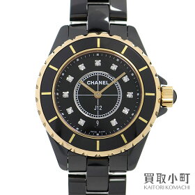 【美品】シャネル【CHANEL】J1233MM11Pダイヤモンド18Kピンクゴールドレディースウォッチブラックセラミックスポーツ女性用腕時計黒33ミリRef.H254311PDK18PGBlackCeramicWatch【Aランク】【中古】