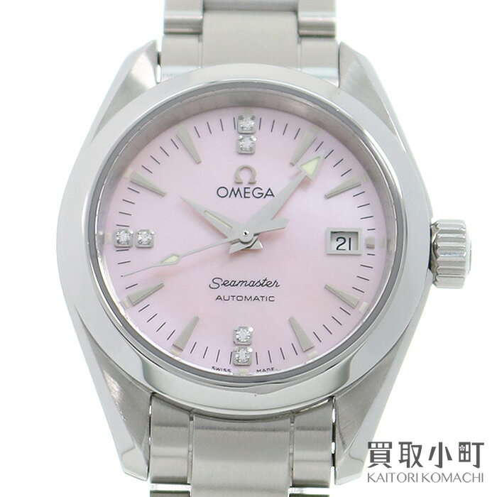 【美品】【OH済】オメガ【OMEGA】2573.71 シーマスター アクアテラ 150M 6Pダイヤモンド ピンクシェル オートマティック レディースウォッチ ステンレス SSブレス 自動巻き 女性用腕時計 2573-71 SEAMASTER AQUATERRA AUTOMATIC DIAMOND【Aランク】【中古】