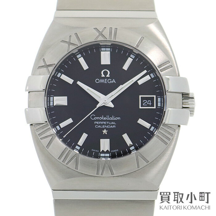 【美品】オメガ 【OMEGA】 1513.51 コンステレーション ダブルイーグル パーペチュアルカレンダー クォーツ メンズウォッチ SSブレス ブラック 男性用腕時計 1513-51 CONSTELLATION DOUBLE EAGLE QUARTZ PERPETUAL CALENDAR WATCH【Aランク】【中古】