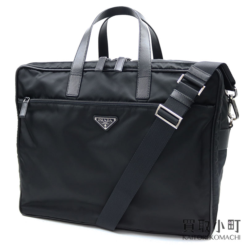 【楽天市場】【美品】プラダ 【PRADA】 ナイロン ダッフル ブラック テスート レザー トライアングルロゴ ブリーフケース ビジネスバッグ 旅行鞄 V361S TESSUTO