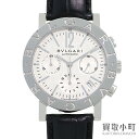 【美品】ブルガリ【BVLGARI】ブルガリブルガリ クロノグラフ オートマティック ホワイト 革ベル ...