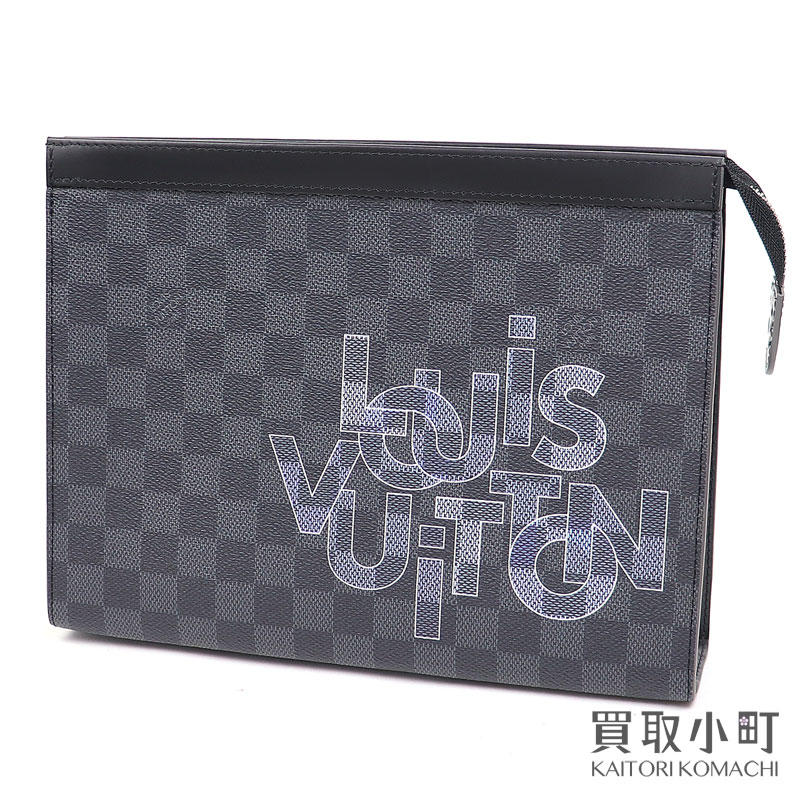 【美品】ルイヴィトン 【LOUIS VUITTON】 N60308 ポシェットヴォワヤージュ MM ダミエグラフィット ロゴプリント クラッチバッグ セカンドバッグ LV POCHETTE VOYAGE MM DAMIER GRAPHITE GLRY【SAランク】【中古】