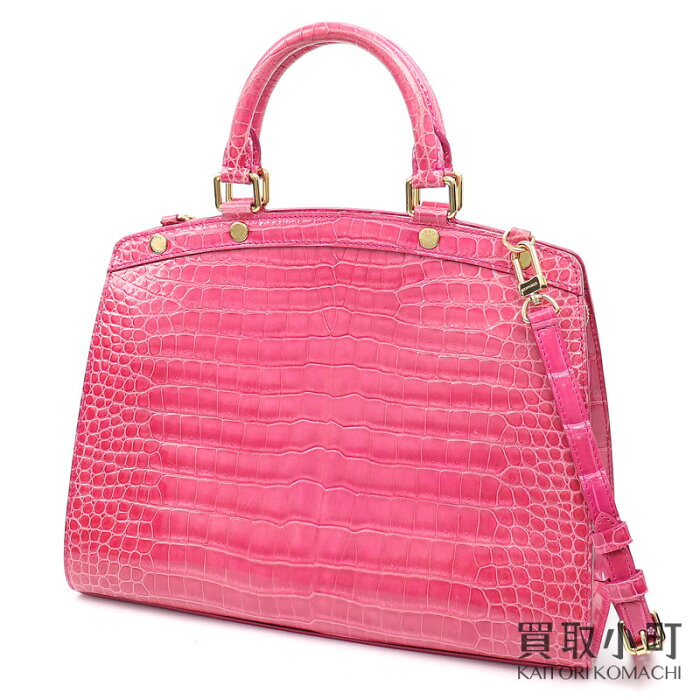 【美品】ルイヴィトン 【LOUIS VUITTON】 ブレアGM クロコダイル フューシャ 2WAYショルダー トート ハンドバッグ ドクターズ ピンクレザー アリゲーター エキゾチックレザー LV Brea Alligator【Aランク】【中古】