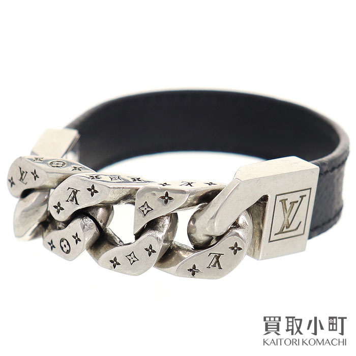 Vuitton Vuitton M6552e ブラスレ 美品 モノチェーン M6552e ブレスレット ルイヴィトン リバーシブル ブレスレット メンズ メンズ Mサイズ Louis モノグラムエクリプス 19cm アクセサリー Lv Monogram Chain Bracelet Aランク 中古 買取小町