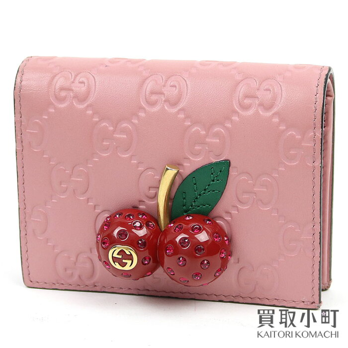 楽天市場 美品 グッチ Gucci チェリー付き グッチシグネチャーレザー カードケース コイン 紙幣入れ付き コンパクトウォレット 折り財布 サイフ 名刺入れ ビジネスカードホルダー クリスタル付き さくらんぼ 0g6ez 5878 Gg Card Case With Cherry Sa