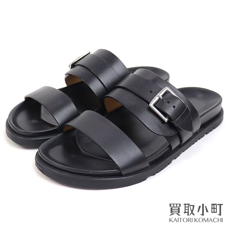 エルメス 【HERMES】フラット レザー サンダル ブラック 靴 ベルトデザイン #39 191384ZH FLAT LEATHER SANDALS【ABランク】【中古】のサムネイル