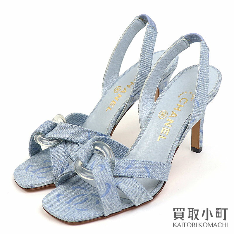 【新品同様】シャネル 【CHANEL】ココマーク デニム サンダル ライトブルー レディース ミュール シューズ 婦人靴 02P A18220 Y01730 C0510 85C #37 CC DENIM SANDALS BLUE【SAランク】【美品】【中古】のサムネイル