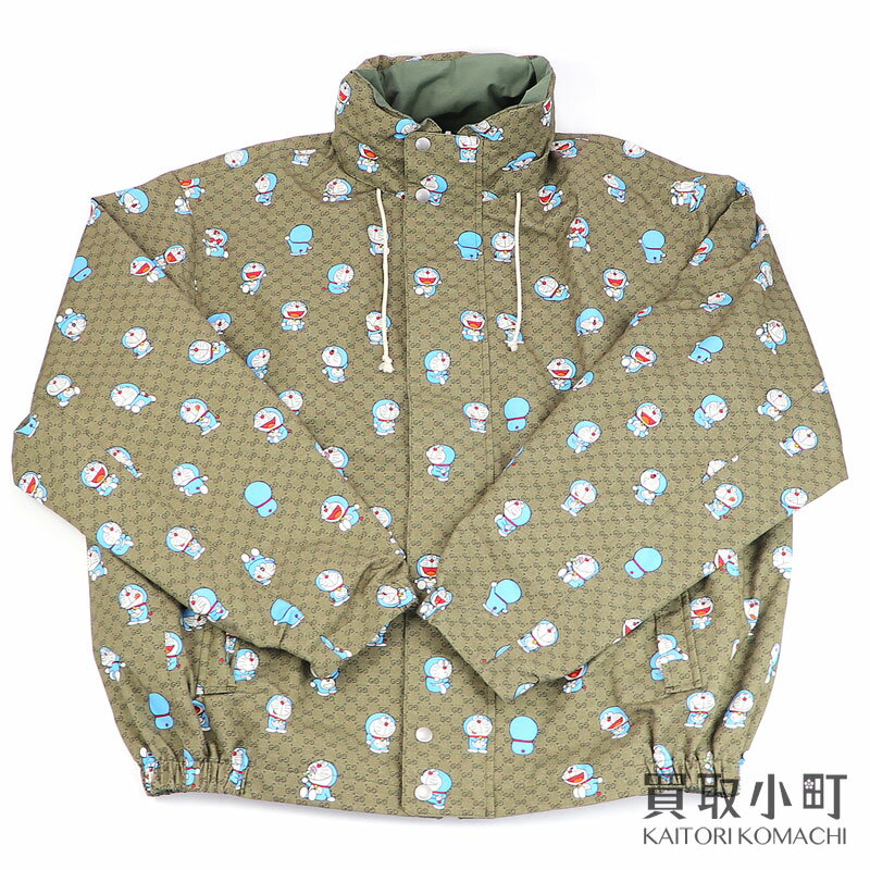 グッチ 【未使用品】グッチ×ドラえもん【GUCCI×DORAEMON】GG リバーシブル ジャケット Detail 2 ベージュ×グリーン アウター フード アパレル メンズ 古着 654753 ZAGUC 2138 #50 DORAEMON x GUCCI GG REVERSIBLE JACKET【Sランク】【新品同様】