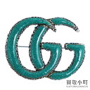 【新品同様】グッチ 【GUCCI】エナメル ダブルG ブローチ エイジング スターリングシルバー ターコイズカラー アクセサリー コスチュームジュエリー GG 628199 Sterling Silver Enamel Aged GG Brooch Turquoise SV925【SAランク】【美品】【中古】