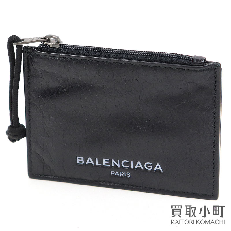 【美品】 バレンシアガ【BALENCIAGA】エクスプローラー カードホルダー コインケース ブラック カーフスキン コインパース カードケース ウォレット 505107 DB505 1000 Explorer Card holder with Coin purse【Aランク】【中古】