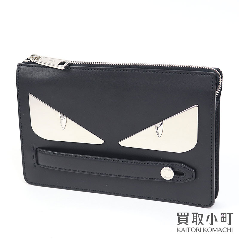 フローラル FENDI L字ファスナークラッチバッグ モンスター ブラック