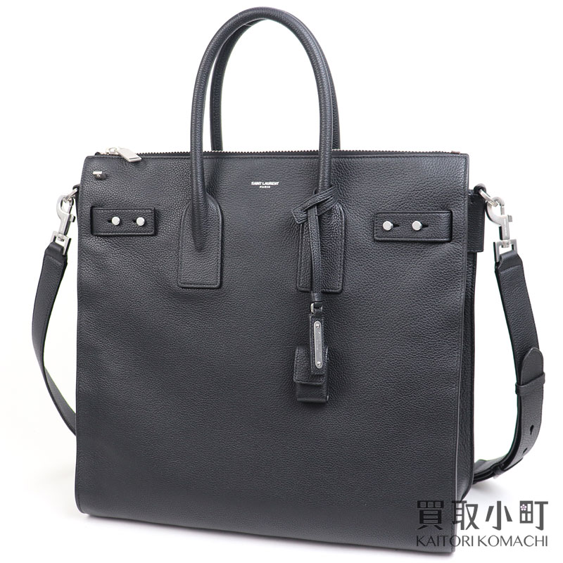 【美品】サンローラン【SAINT LAURENT】 サックドジュール スープル ノースサウス トートバッグ ブラック グレインレザー 2WAYショルダー メンズ 縦型トート 480583 DTI0E 1000 SDJ SAC DE JOUR TOTE BAG【Aランク】【中古】のサムネイル
