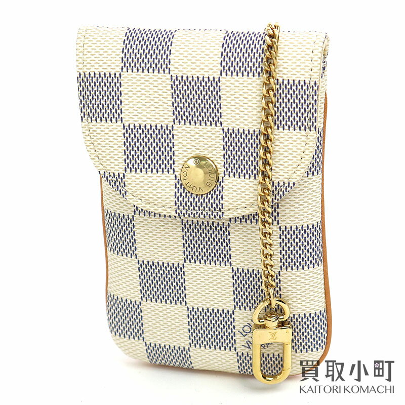 【美品】 ルイヴィトン【LOUIS VUITTON】N60026 エテュイ テレフォンヌMM ダミエアズール 携帯ケース ポーチ キーホルダー バッグチャーム LV PHONE CASE【SAランク】【中古】