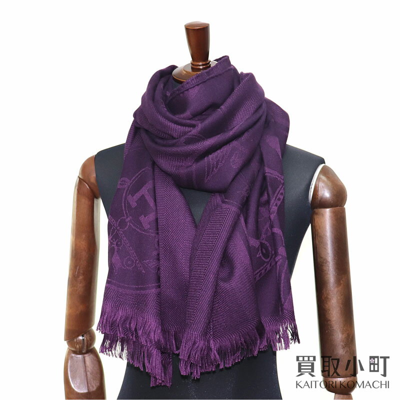 【未使用品】エルメス【HERMES】ストール ニューリブリス カシミア シルク ショール マフラー オーベルジーヌ H262494S-44 ETOLE NEW LIBRIS AUBERGINE【Sランク】【新品同様】のサムネイル